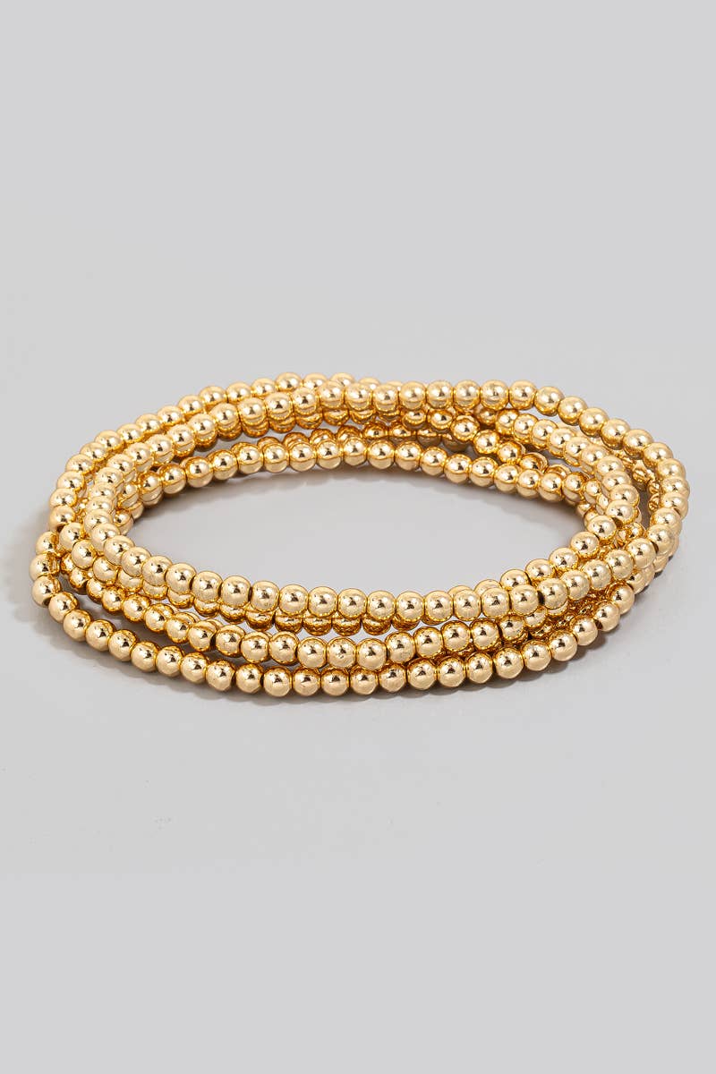 Five Layered Mini Metallic Beaded Bracelet Set: GD