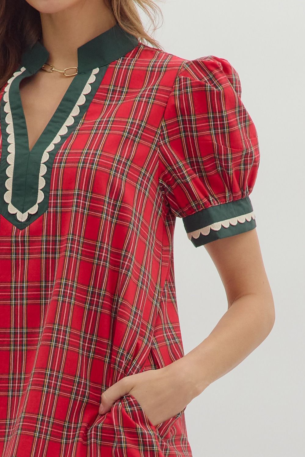 Holiday Cheer Plaid Mini Dress