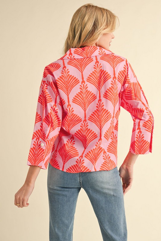 Sunset Palm Cotton Top - Curvy