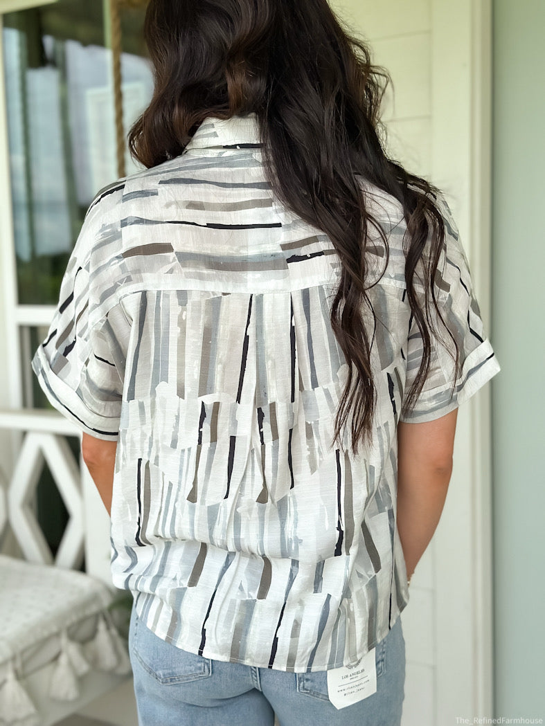 Printed Blue Dolman Top