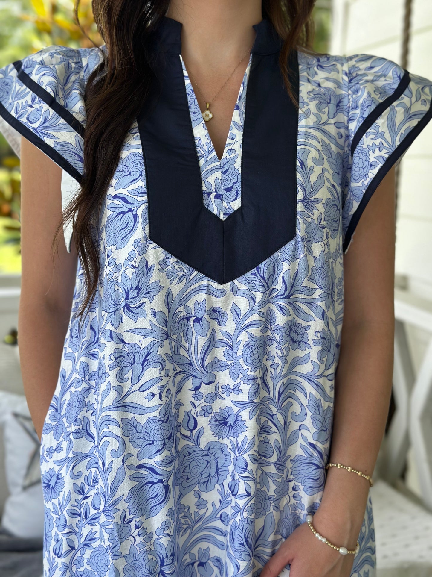 Blue Garden Border Tunic Dress