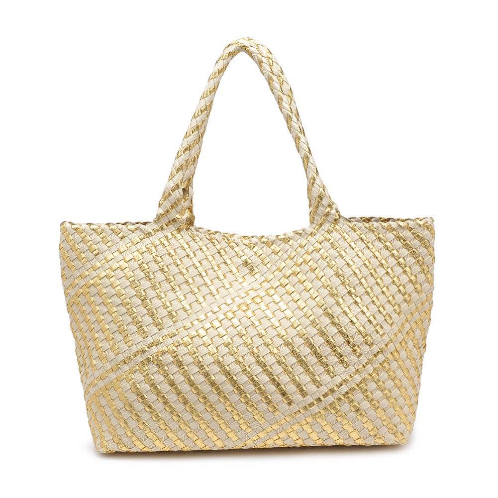 Solana Woven Tote: Gold Ivory