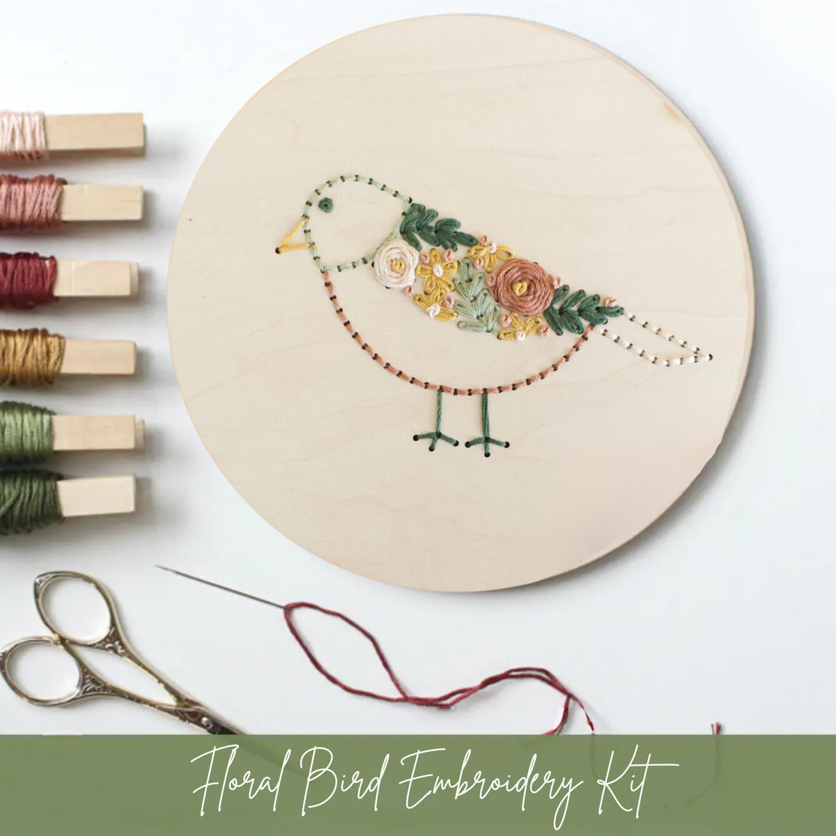 Floral Bird Embroidery Kit – Decorative DIY Craft