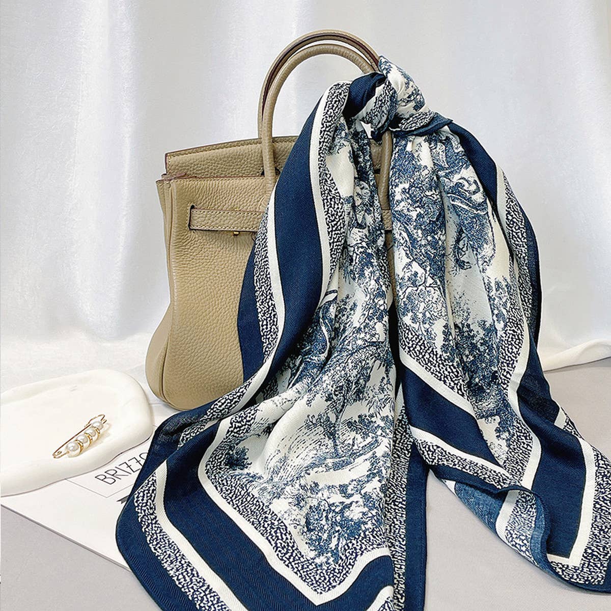 Ink Art Velvet Scarf |  Blue