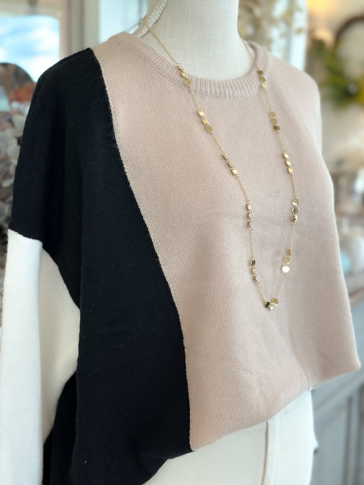 Ivory/Oat/Black Color Block