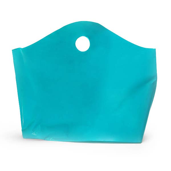 Wave Top Plastic Retail Merchandise Bags: Clear Frosted, Medium 18x15x6"