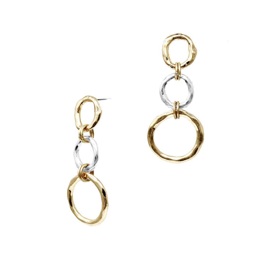 Open Gold and Silver Circles 1.5" Earring