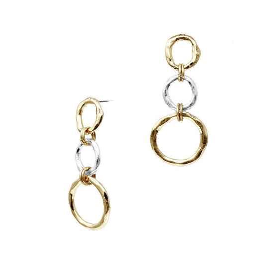 Open Gold and Silver Circles 1.5" Earring
