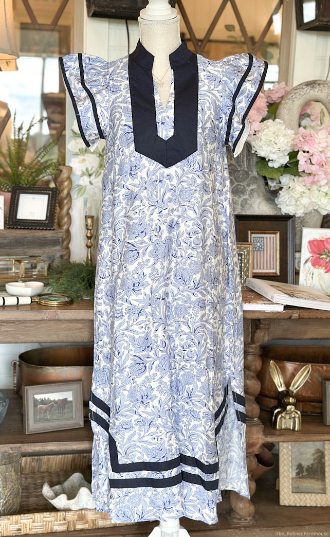 Blue Garden Border Tunic Dress