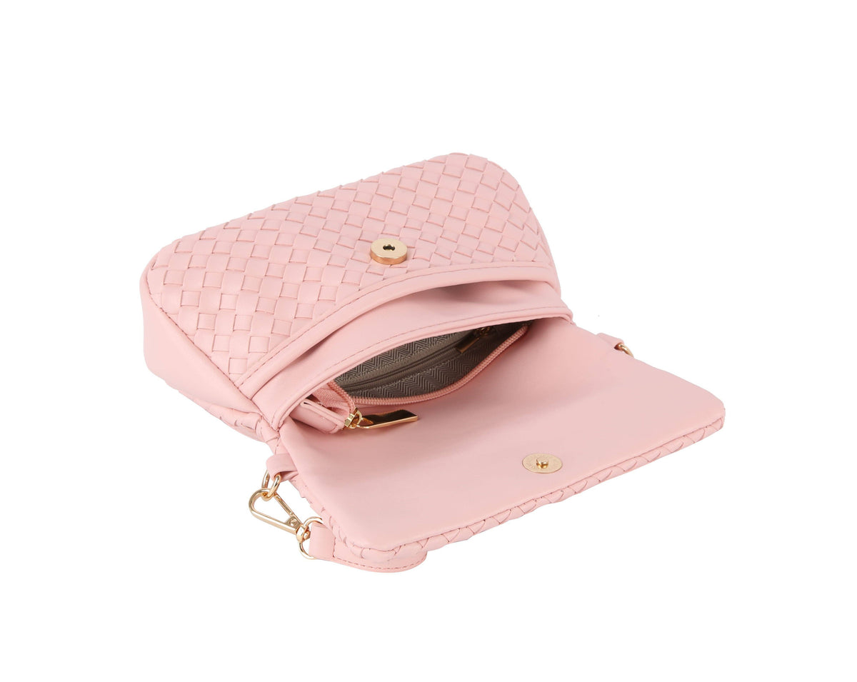 Woven flap over clutch: BEIGE