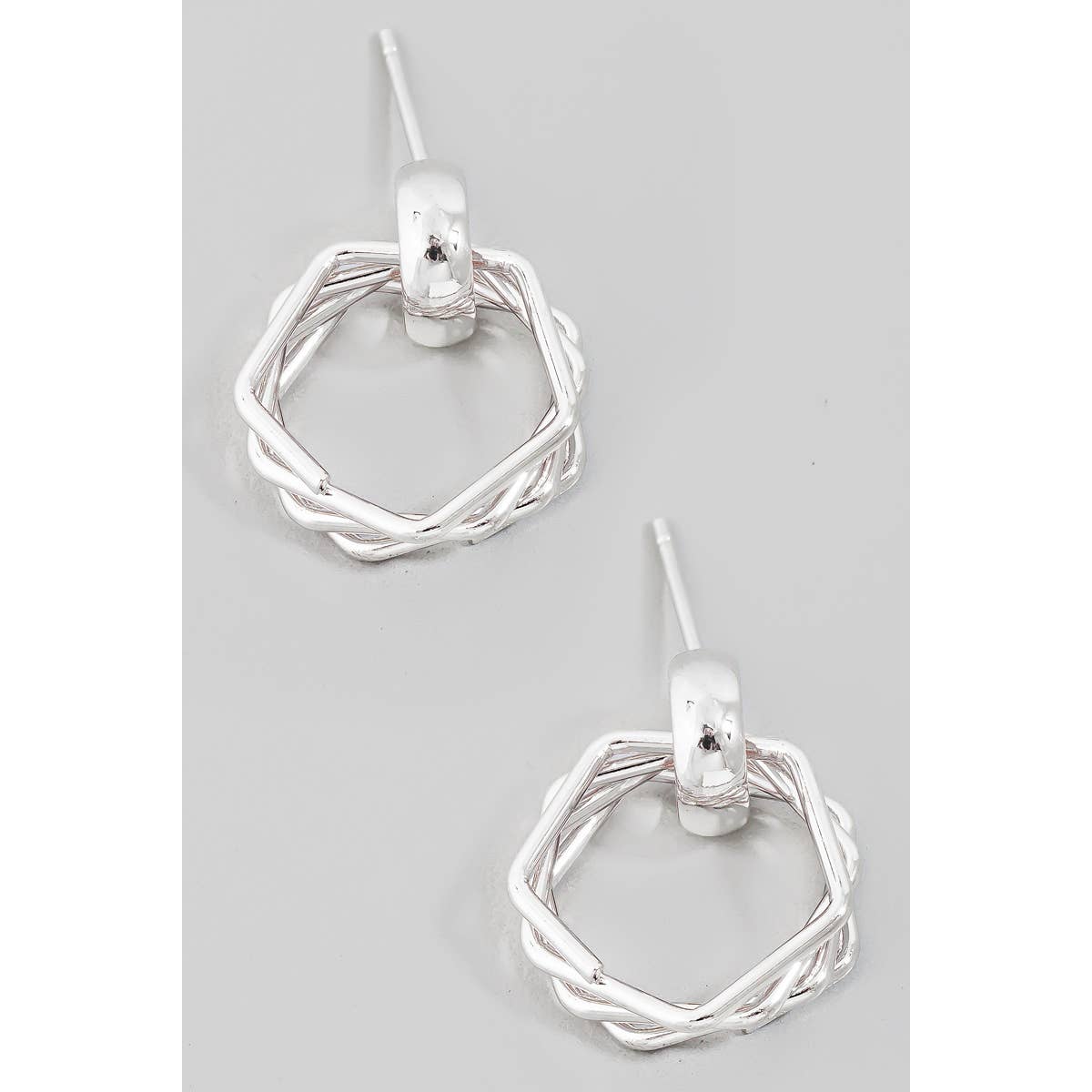 Layered Hexagon Cutout Earrings: G