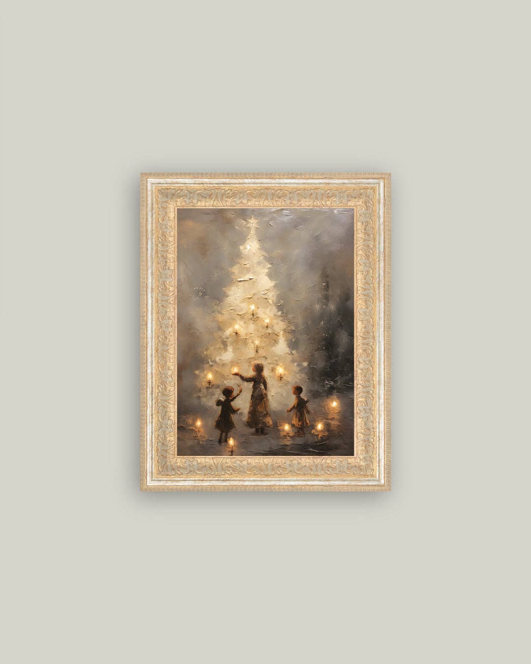 Christmas Tree Gold Framed Antique Art | 10x12