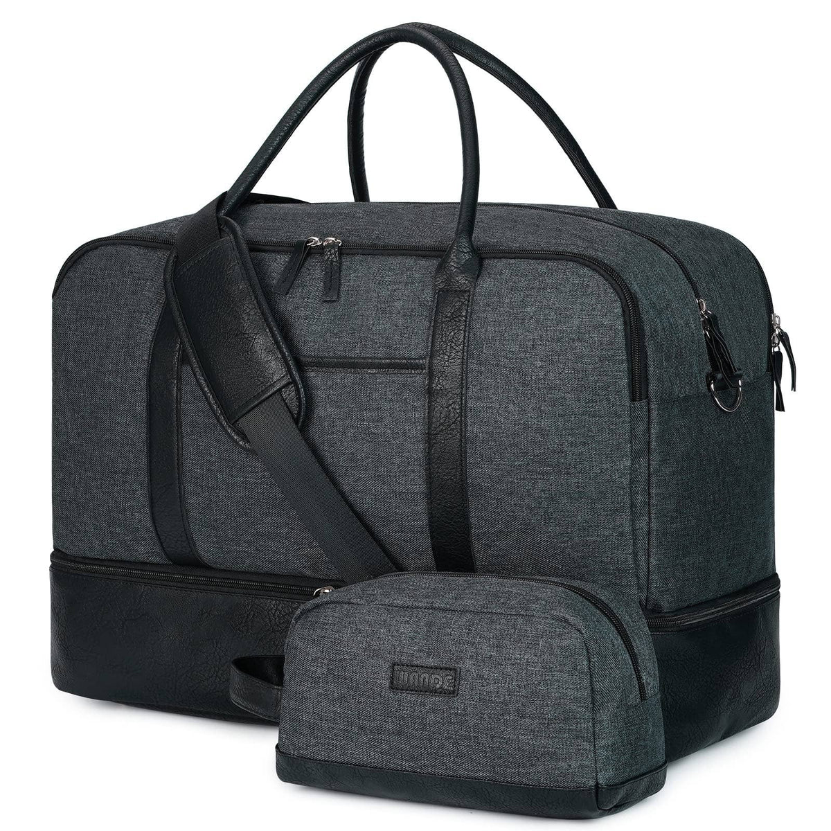 WANDF Large Carry on Canvas Duffel Bag for Travel Business: Blue Strips