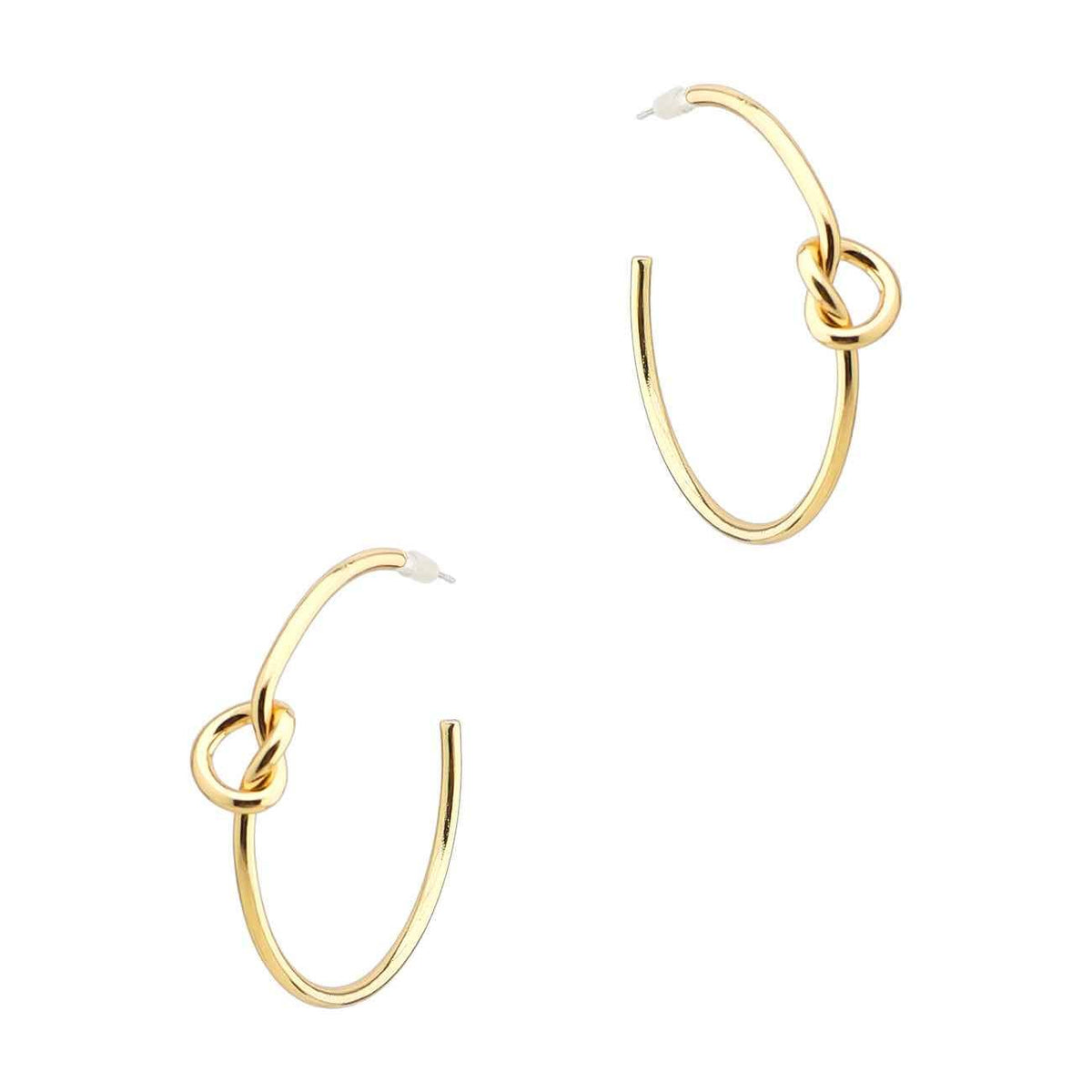 Thin Gold Hoop with Knot 1.5" Earring