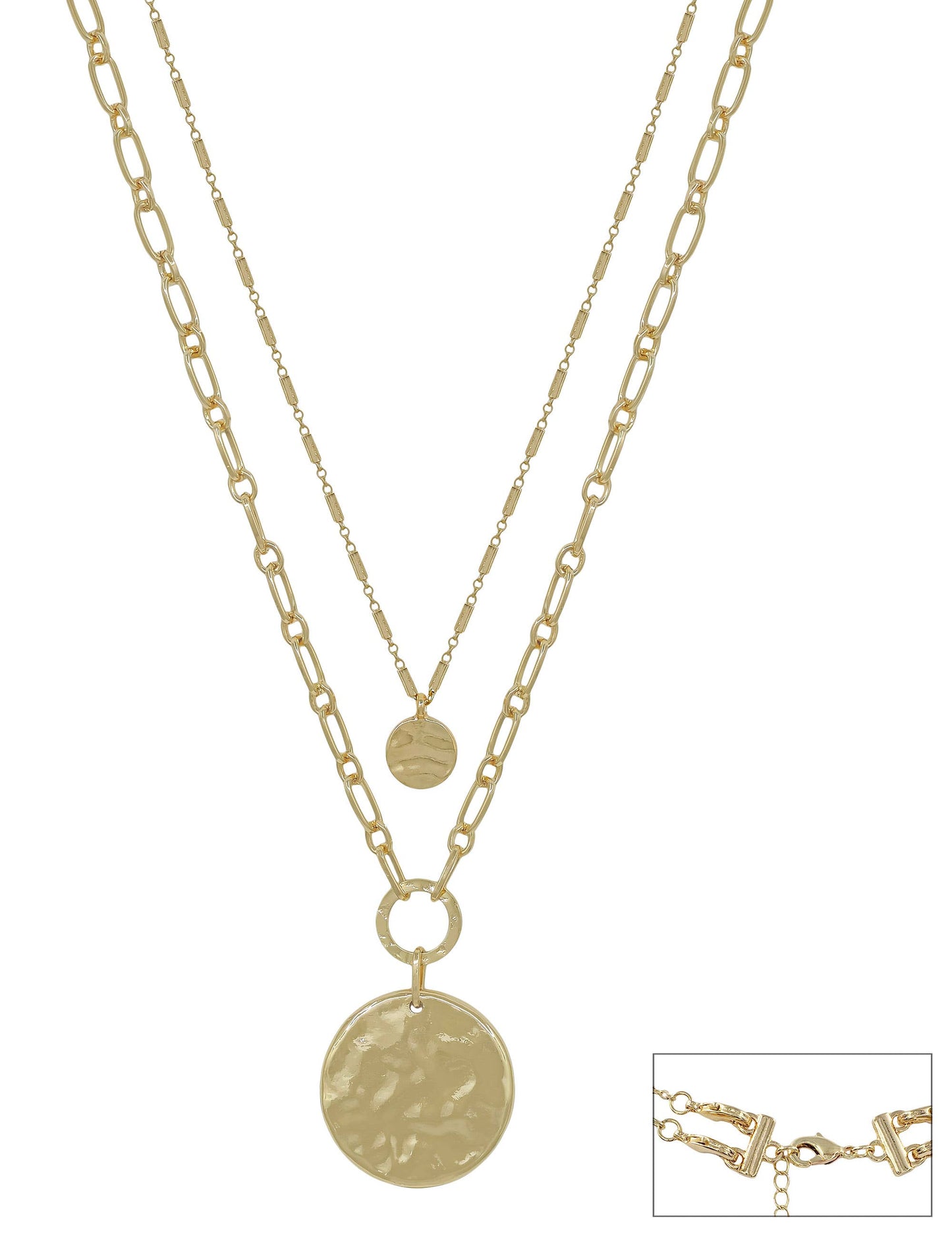 Water Resistant Two Layer Round Risc 1.2" Snake Chain Necklace