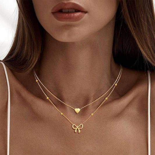18k Gold Stainless Steele Tarnish Free Bow Necklace