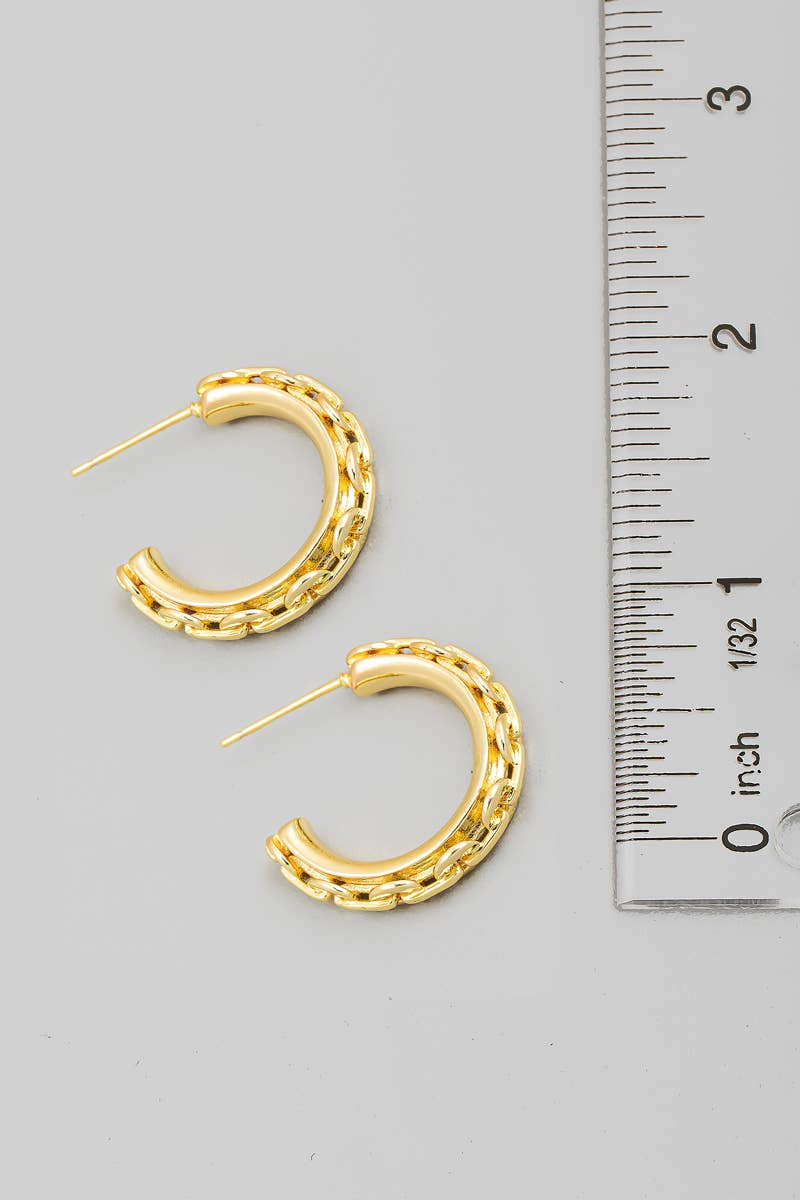 Metallic Chain Hoop Earrings: G