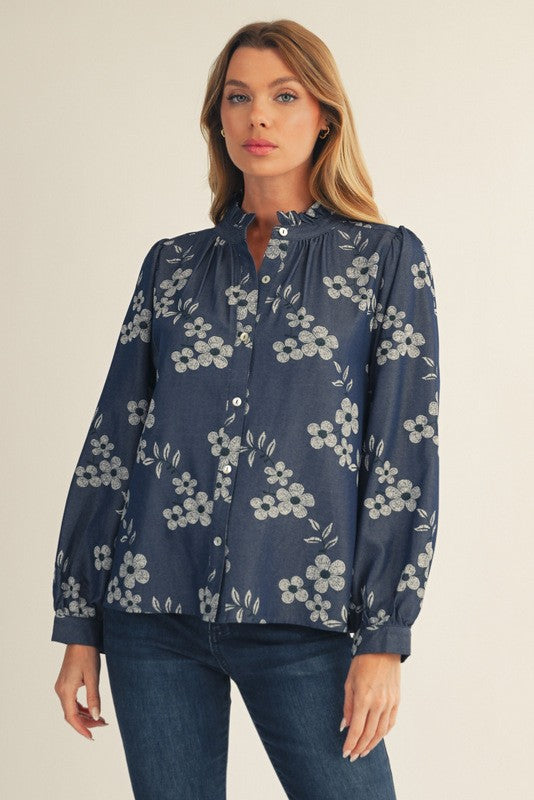Shadow Bloom Ruffle Top