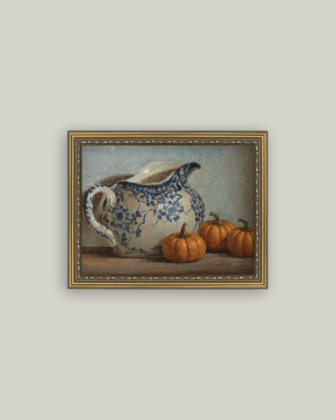Still Life Pumpkins and Pitcher: 16X12