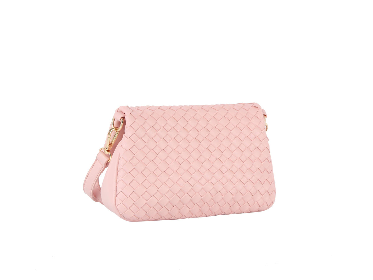 Woven flap over clutch: BEIGE