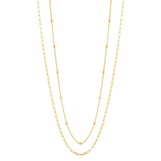 14K Gold Plated Simple Layered Chain 16"-18" Necklace