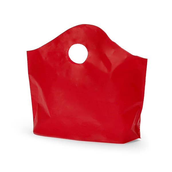 Wave Top Plastic Retail Merchandise Bags: Clear Frosted, Medium 18x15x6"