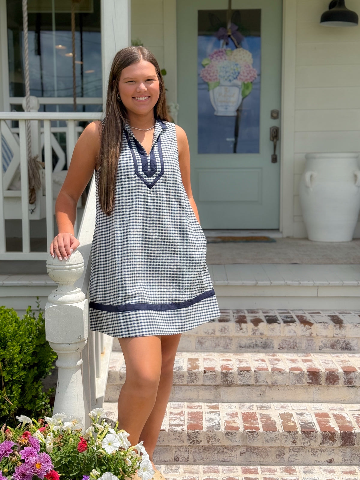 Navy Midnight Gingham Dress