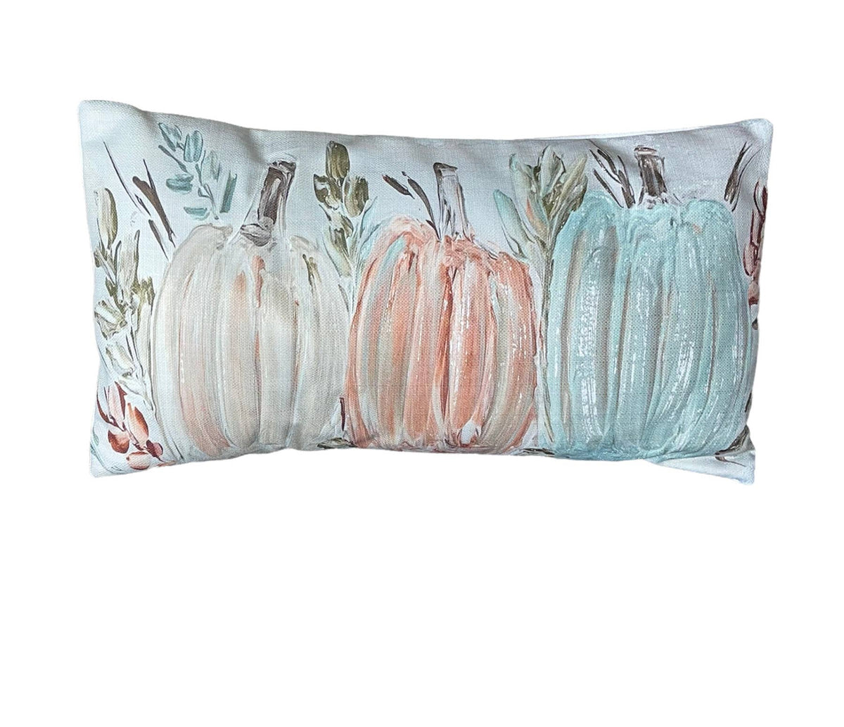 Harvest Pastel Pumpkin Trio Lumbar: 12x24