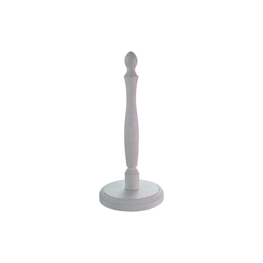 Wood Paper Towel Holder, Distressed Finish, White