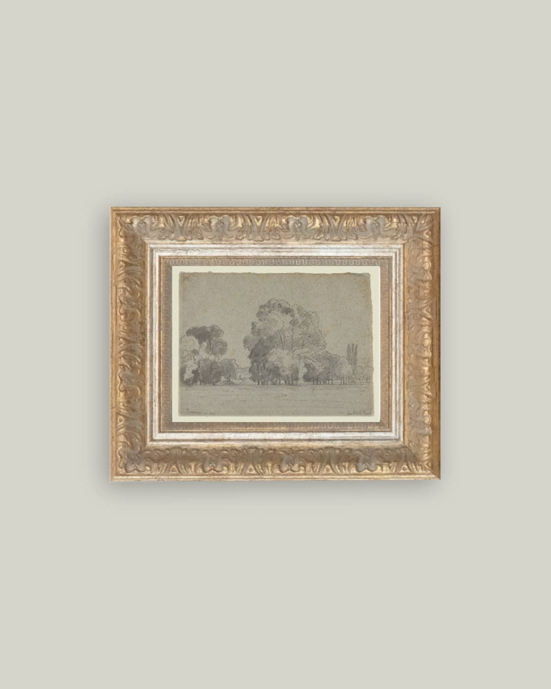 Grove Of Trees Framed Antique Art: Mini