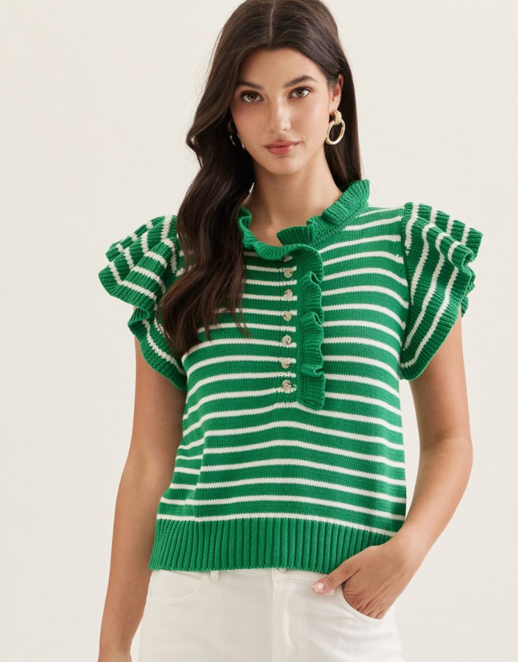 The Bayside Belle Sweater Top - Green