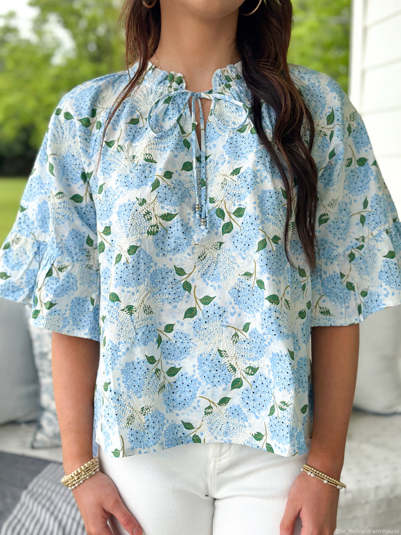 Embroidered Floral Beaded Spaghetti Tie Top