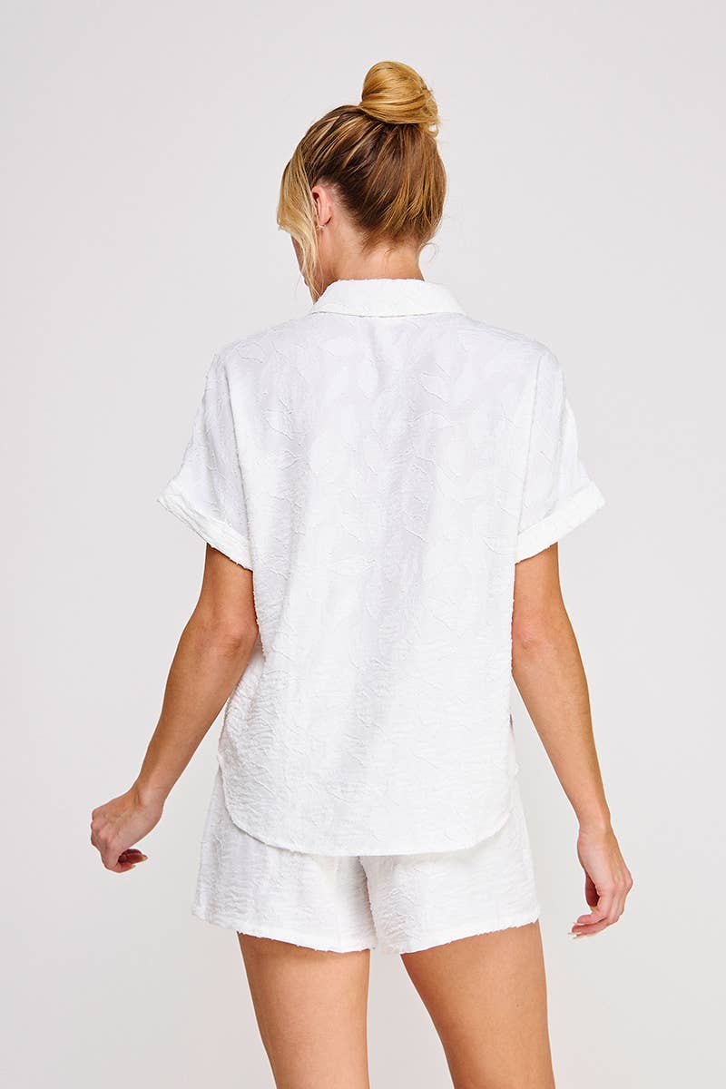 Breezy jacquard shirt: Sand, M