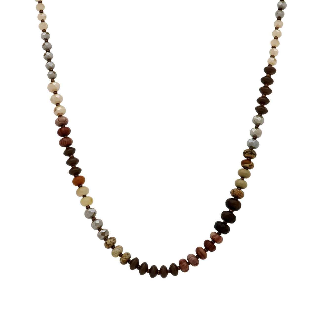 Brown Multi Crystal Beaded with 16"-18" Necklace