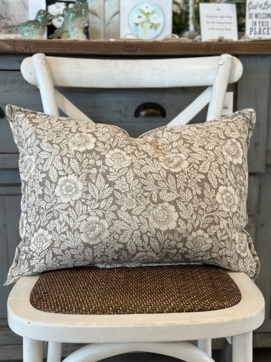 Beige Floral & Leaf Floral Pillow