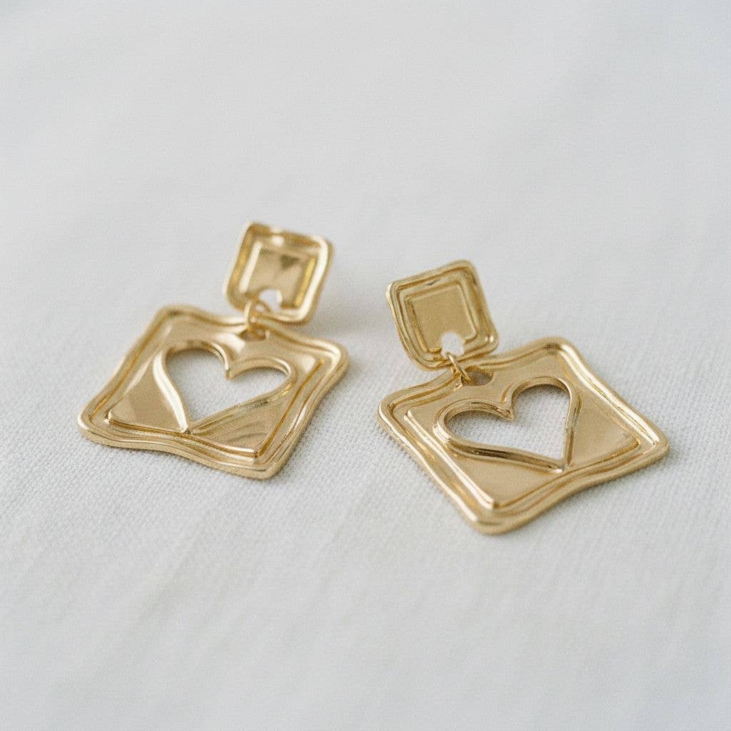 Artistic Heart-Shaped Drop Earrings with Unique Design