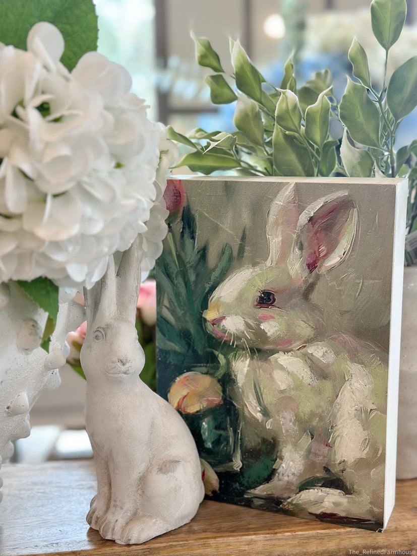 White Sitting Bunny Decor 8.5"