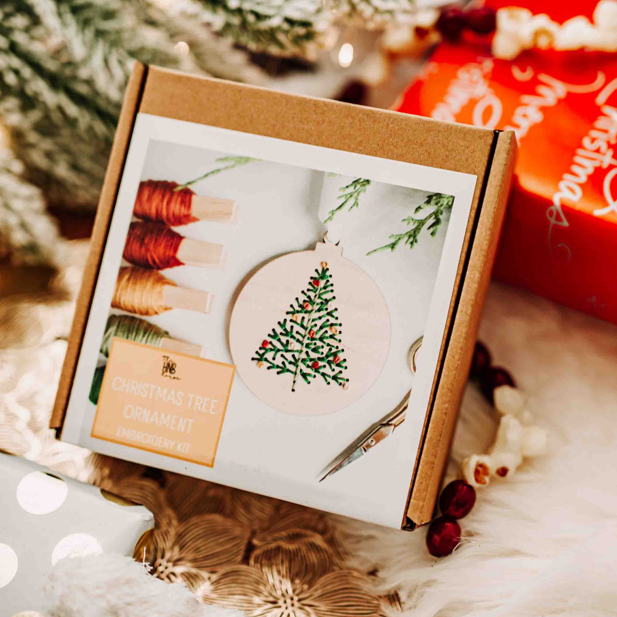 Christmas Tree Ornament Embroidery Kit – Holiday DIY Craft: Boxed