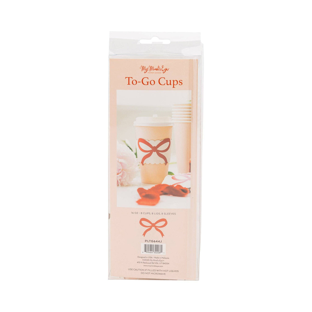 PLTG644J - Red Bow on Pink To Go Cups