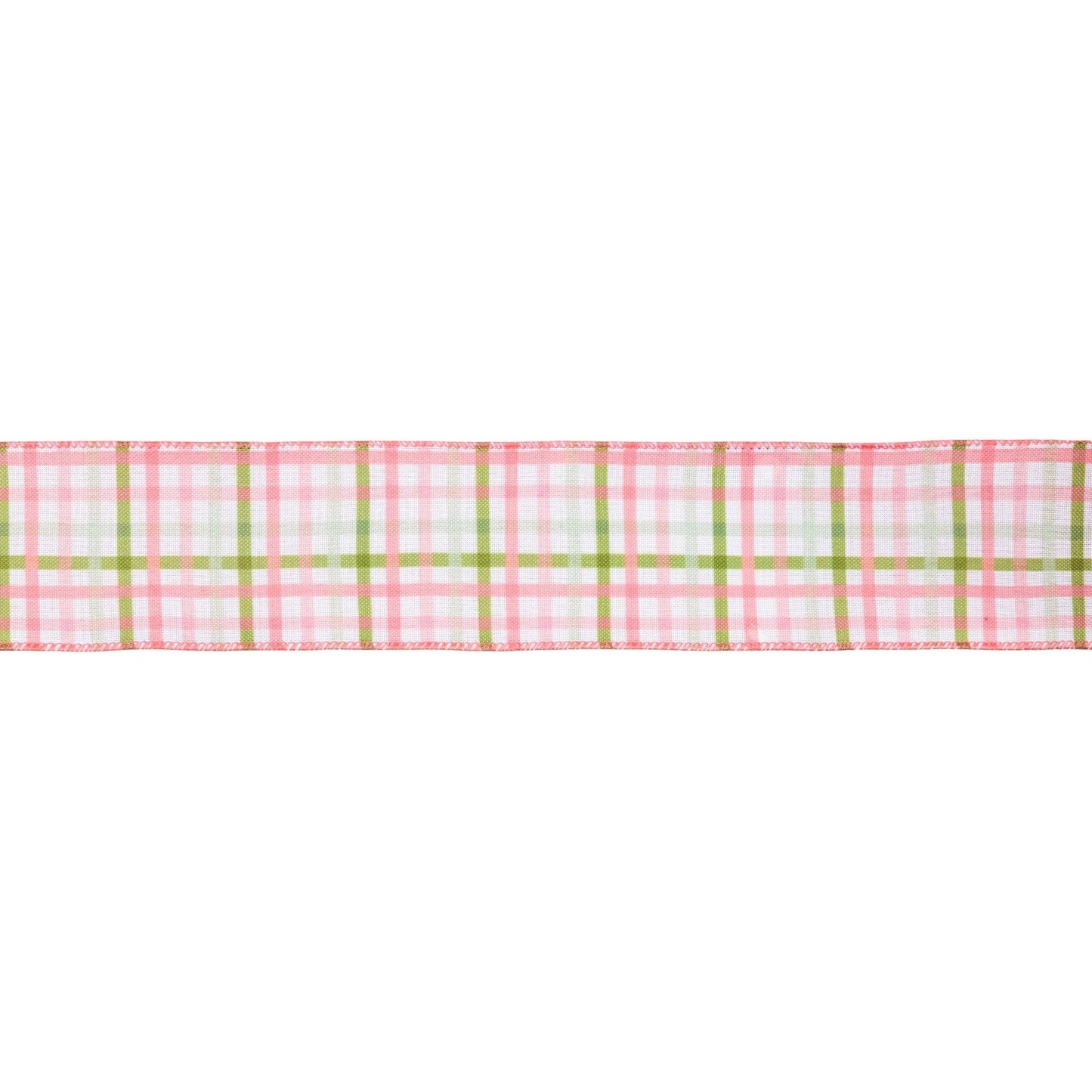 2 1/2" Wired Ribbon | Pink and Green Checked Plaid | 10 Yard Roll