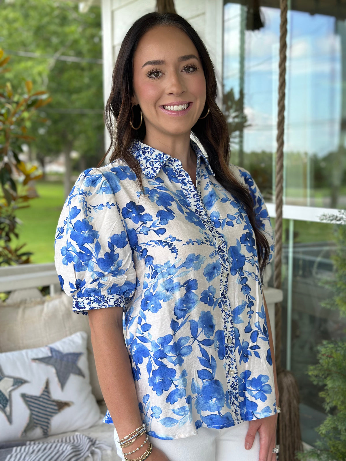 Blue Blossoms Top