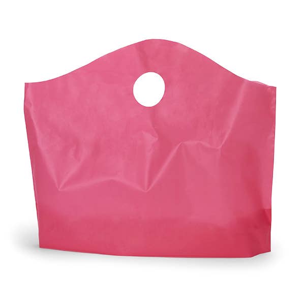Wave Top Plastic Retail Merchandise Bags: Clear Frosted, Medium 18x15x6"