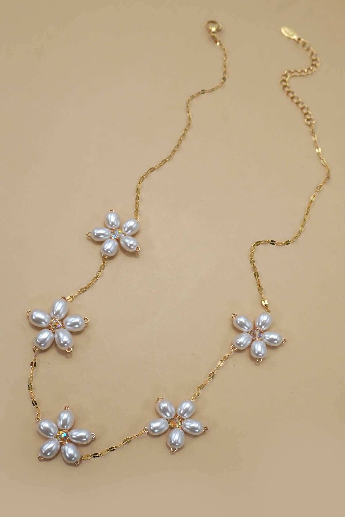18K Stainless Steel Pearl Flower Necklace