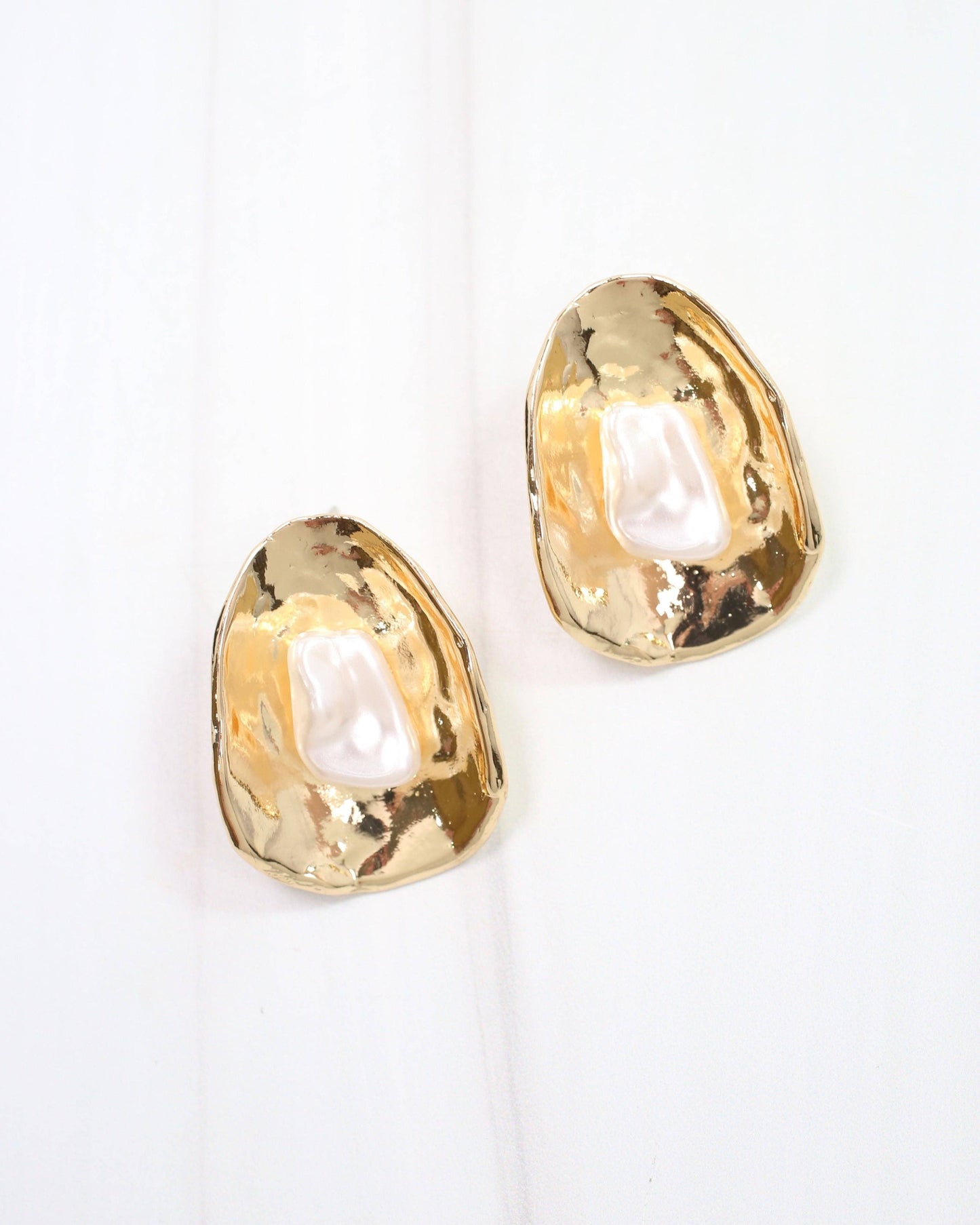 Dauphine Gold and Pearl Post Earring Gold