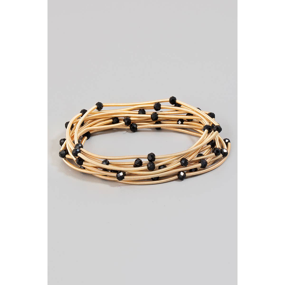 Rhinestone Beads And Coils Bracelet Set: WHAB