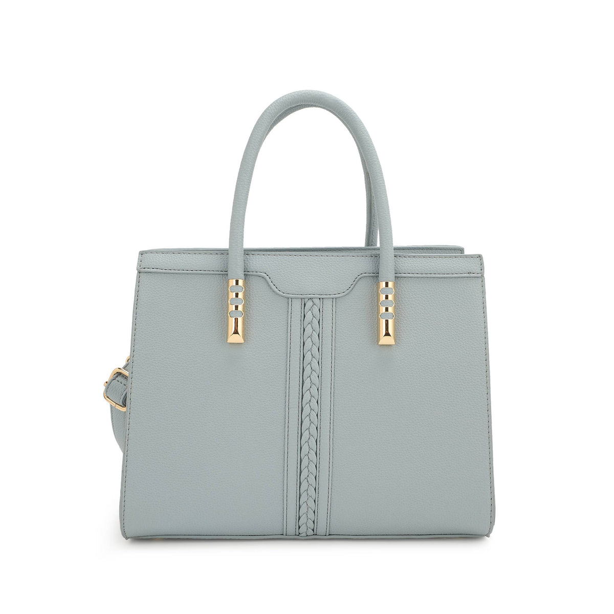 Suzie Braided Satchel Bag – Light Blue Gray