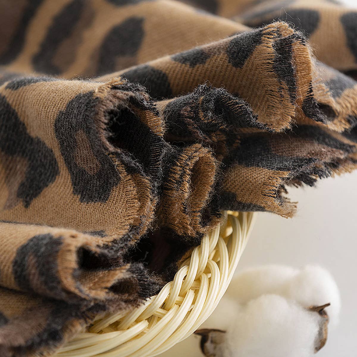 Leopard Print Twill Scarf | Brown