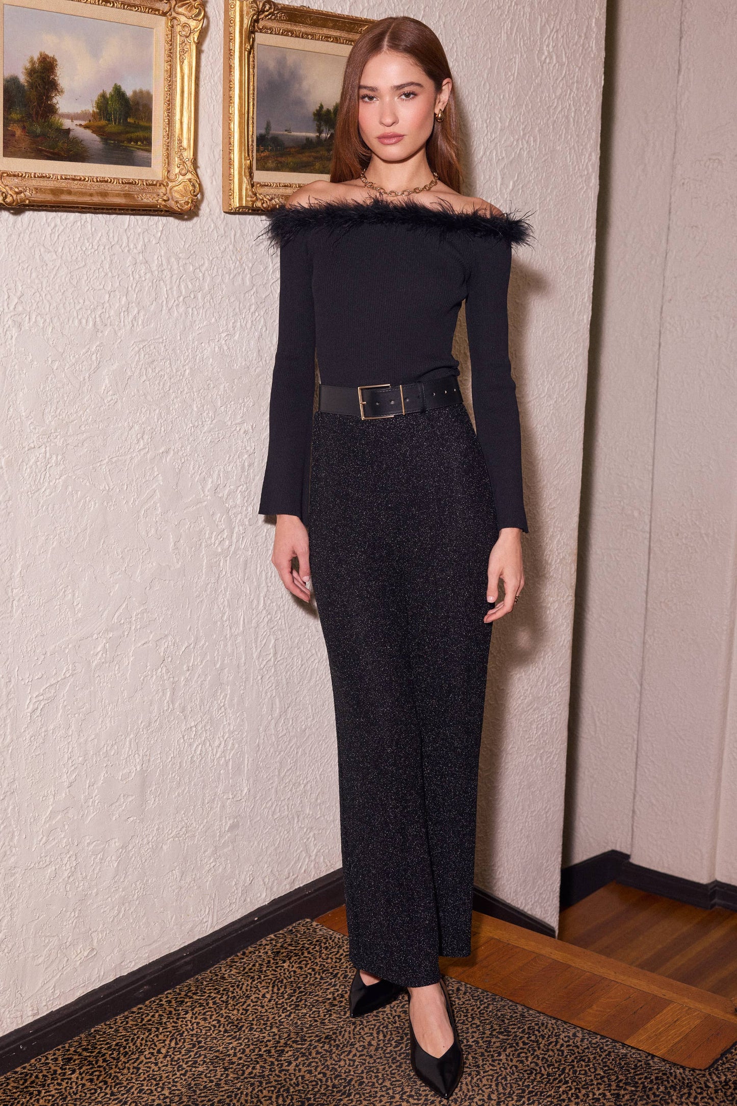 Midnight Shimmer Wide Leg Pants