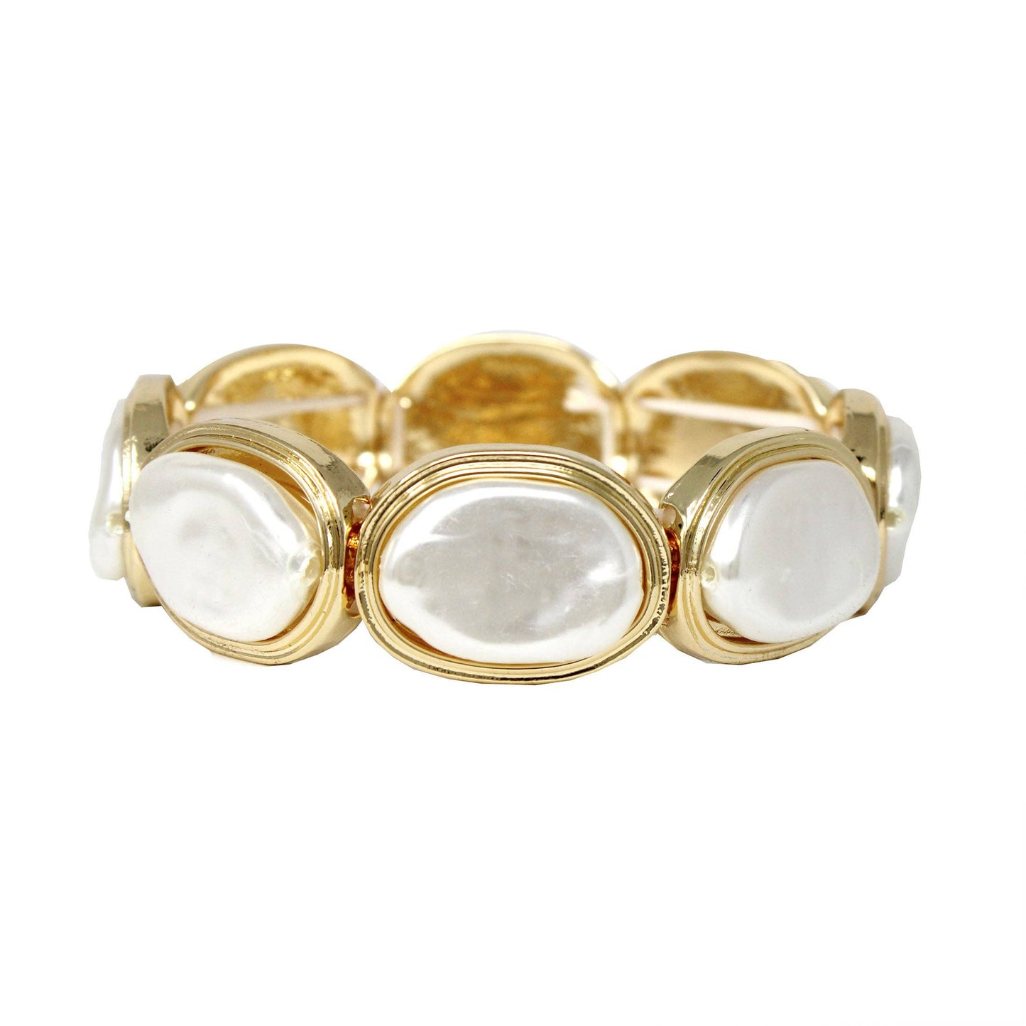 Gold with Freshwater Pearl Stretch Bracelet
