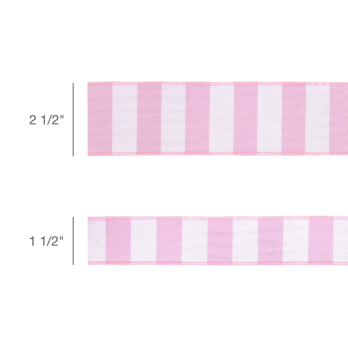 1 1/2" Wired Ribbon | Horizontal Light Pink Stripe w/ Pink Backing| 10 Yard Roll